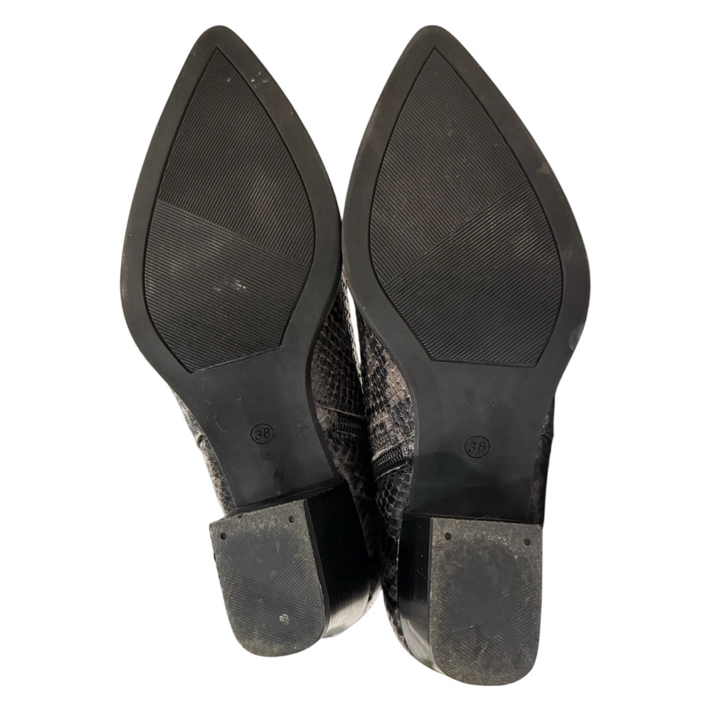 275 Central Snakeskin Ankle Booties Point Toe Women’s size 38 Grey Black - Picture 8 of 9
